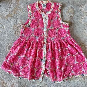Ivy Jane embroidered pink flowers boho tank top